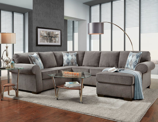 Charisma Smoke Sectional – Gray Fabric Sectional Sofa