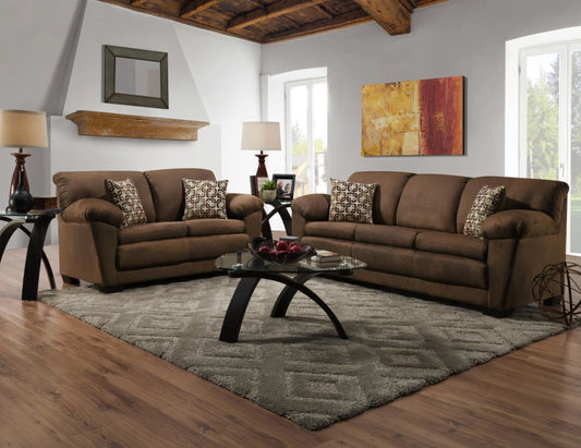 The Norma Chocolate Sofa and Loveseat Set