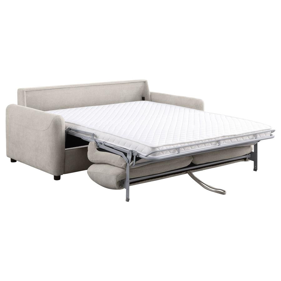 RYLIE UPHOLSTERED SOFA SLEEPER WITH QUEEN MATTRESS BEIGE - Closeout Deal