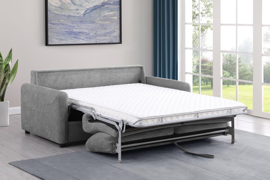 RYLIE UPHOLSTERED SOFA SLEEPER WITH QUEEN MATTRESS GREY - Closeout Deal