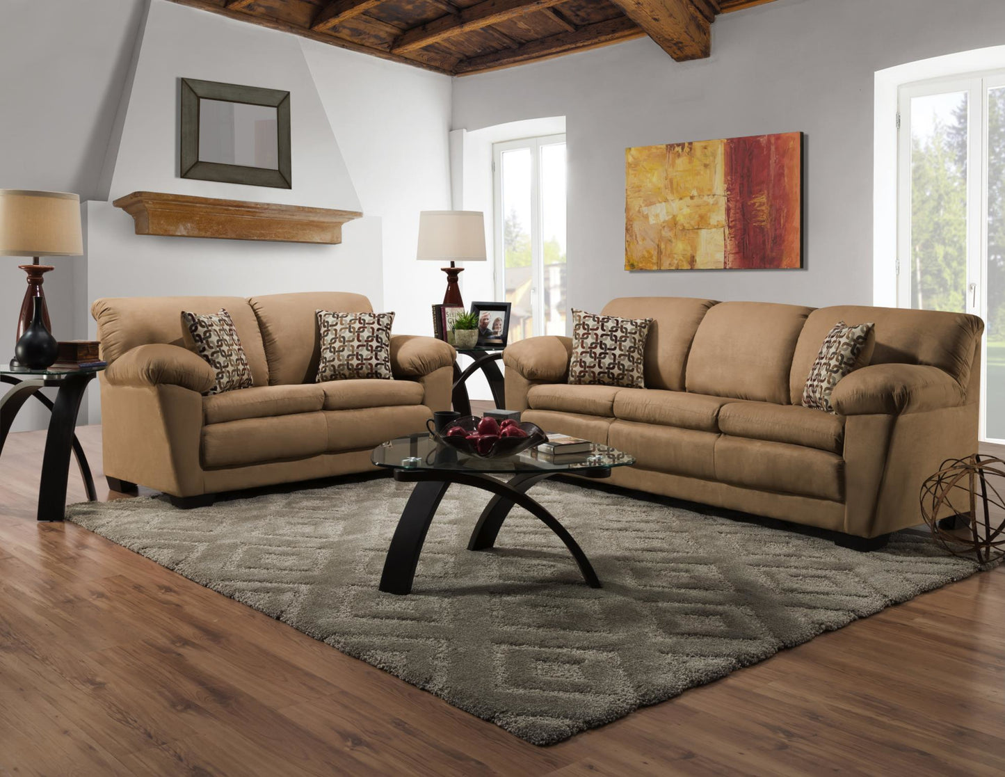 The Norma Camel Sofa and Loveseat Set