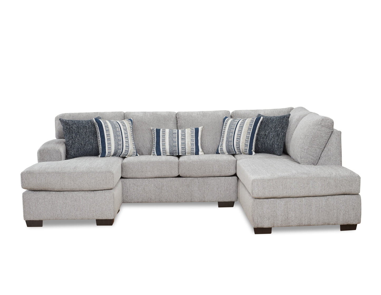 Bita Platinum Sectional & Ottoman - Light Grey Fabric Living Room Set
