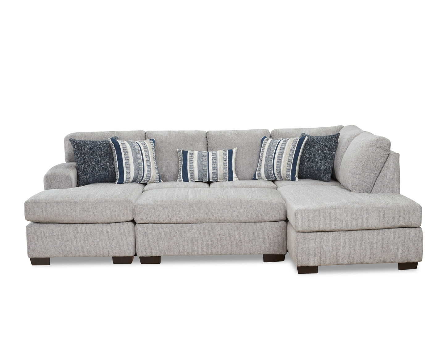 Bita Platinum Sectional & Ottoman - Light Grey Fabric Living Room Set