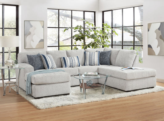 Bita Platinum Sectional - Light Grey Fabric Sectional Sofa