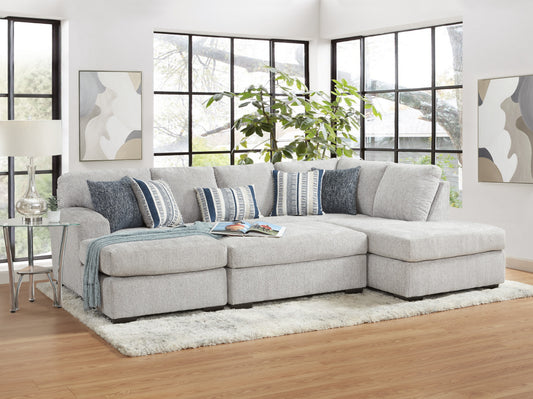 Bita Platinum Sectional & Ottoman - Light Grey Fabric Living Room Set