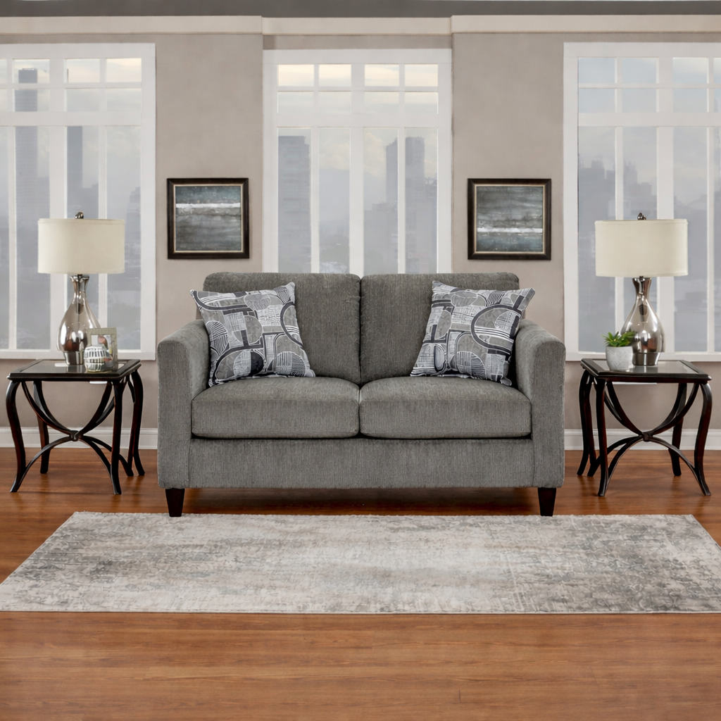 Sims Charcoal Loveseat - Grey Fabric Loveseat