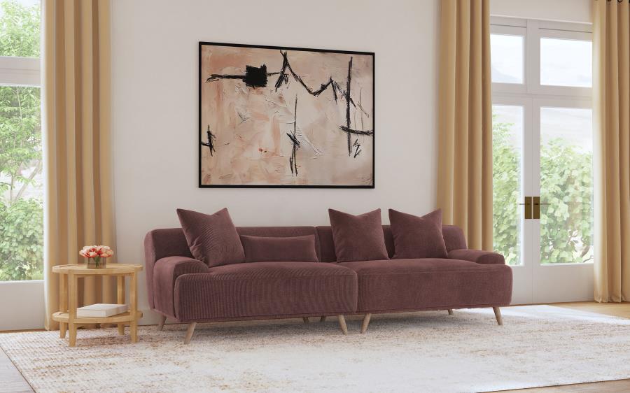 ELIZABETH CORDUROY UPHOLSTERED EXTRA LONG SOFA WINE RED - Closeout Deal