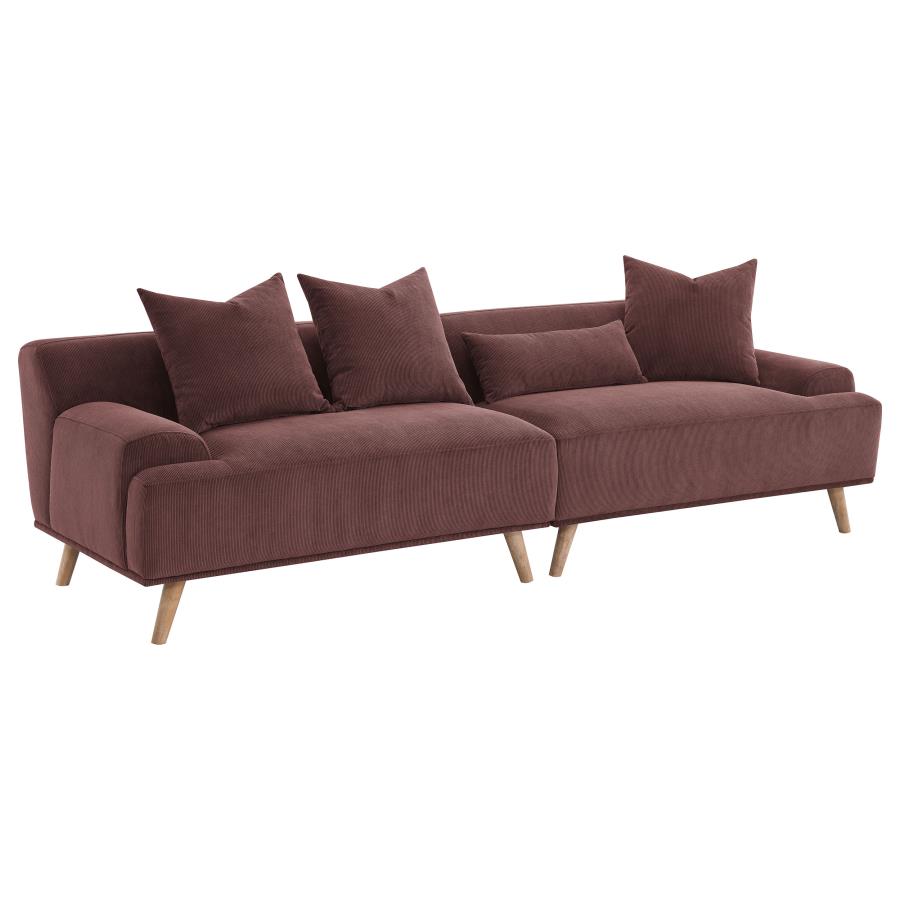 ELIZABETH CORDUROY UPHOLSTERED EXTRA LONG SOFA WINE RED - Closeout Deal