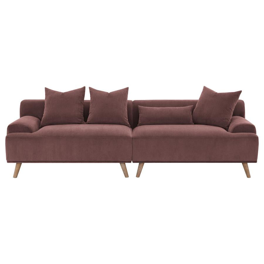 ELIZABETH CORDUROY UPHOLSTERED EXTRA LONG SOFA WINE RED - Closeout Deal
