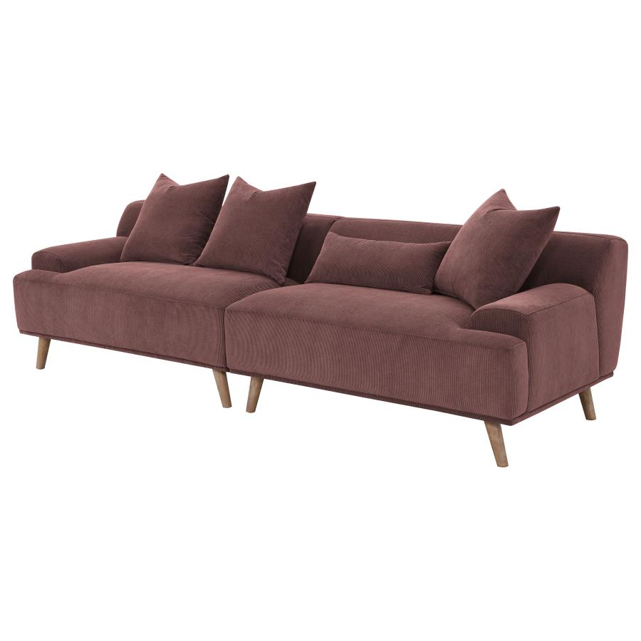 ELIZABETH CORDUROY UPHOLSTERED EXTRA LONG SOFA WINE RED - Closeout Deal