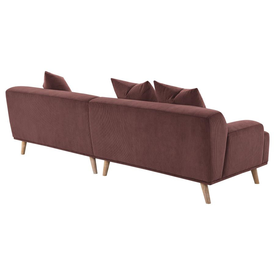 ELIZABETH CORDUROY UPHOLSTERED EXTRA LONG SOFA WINE RED - Closeout Deal