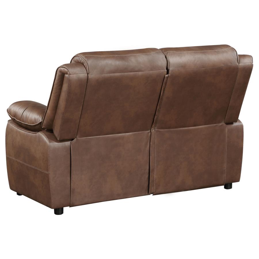 ELLINGTON UPHOLSTERED PADDED ARM LOVESEAT DARK BROWN