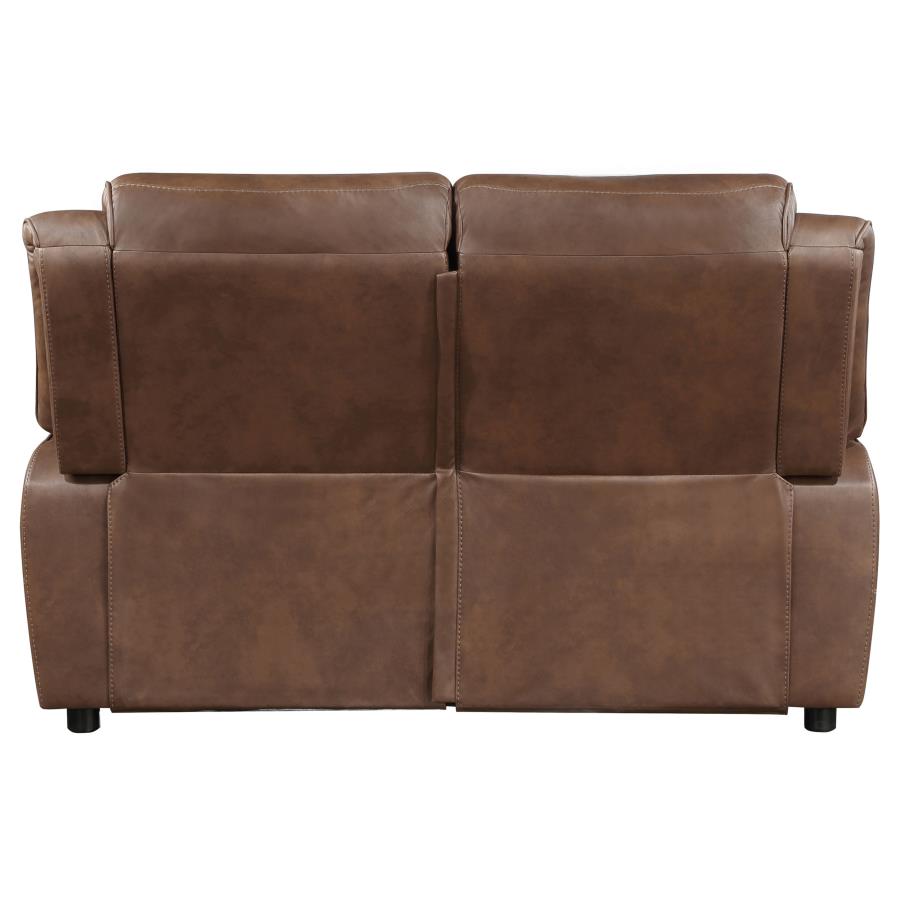 ELLINGTON UPHOLSTERED PADDED ARM LOVESEAT DARK BROWN