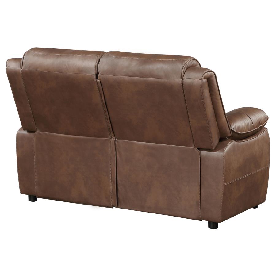 ELLINGTON UPHOLSTERED PADDED ARM LOVESEAT DARK BROWN