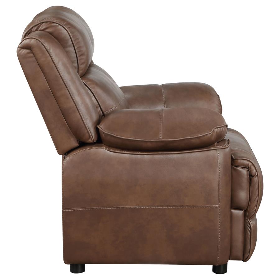 ELLINGTON UPHOLSTERED PADDED ARM ACCENT CHAIR DARK BROWN