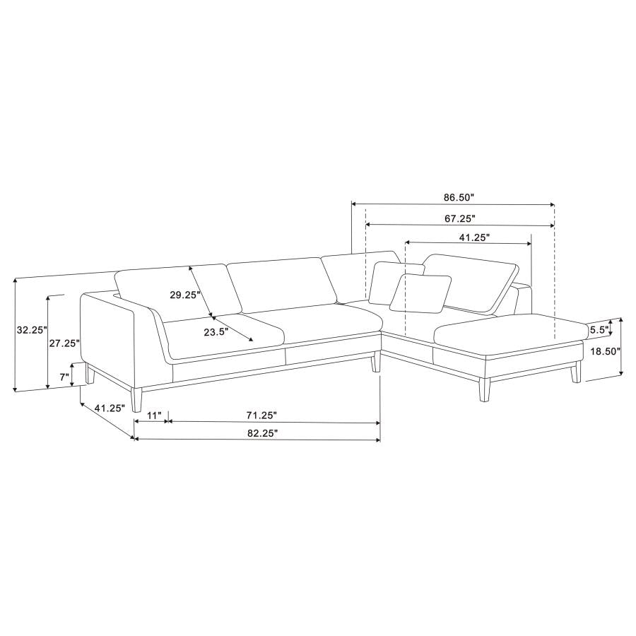 PERSIA UPHOLSTERED TRACK ARM SECTIONAL SOFA GREY - Closeout Deal