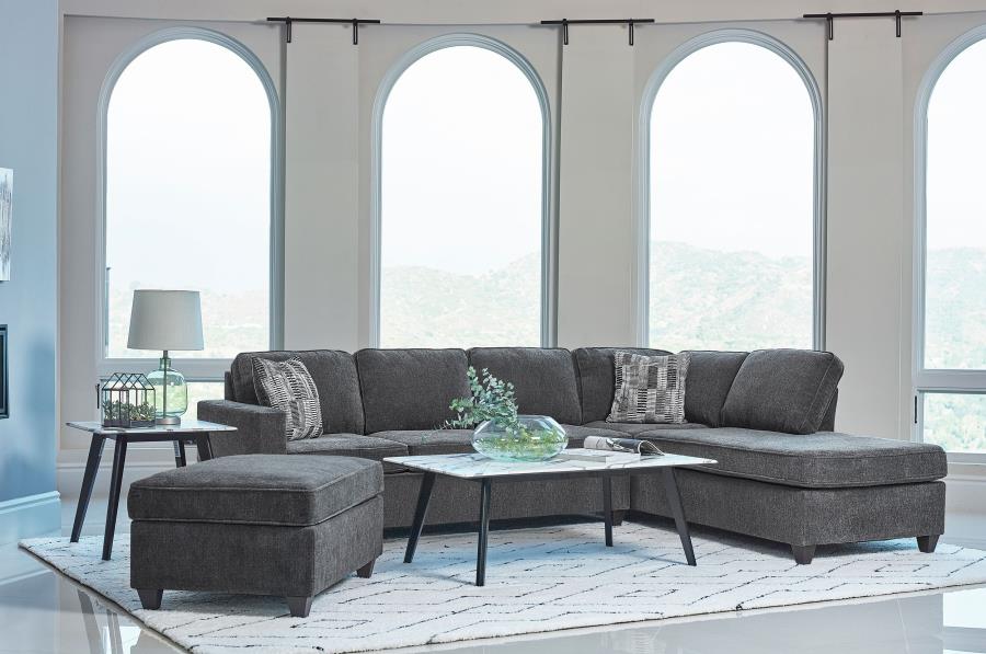 MCCORD UPHOLSTERED TRACK ARM SECTIONAL SOFA DARK GREY - Closeout Deal