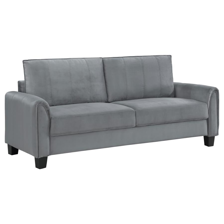 DAVIS 2-PIECE UPHOLSTERED ROLLED ARM SOFA CHAIR SET GREY - Closeout Deal