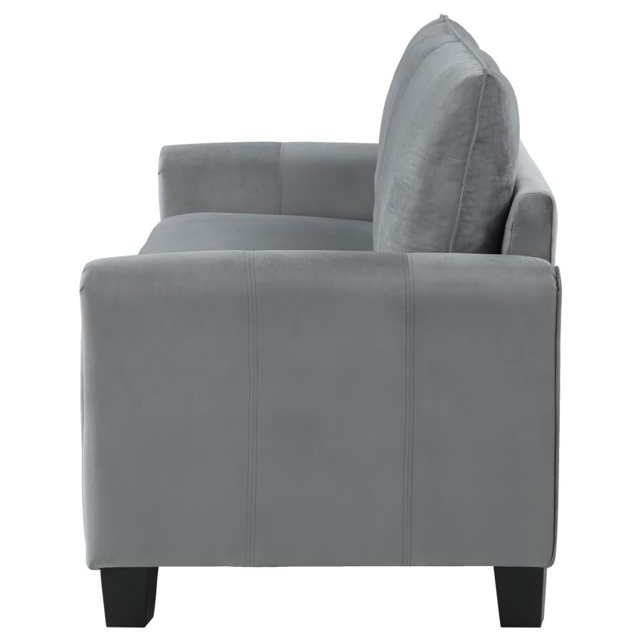 DAVIS 2-PIECE UPHOLSTERED ROLLED ARM SOFA CHAIR SET GREY - Closeout Deal