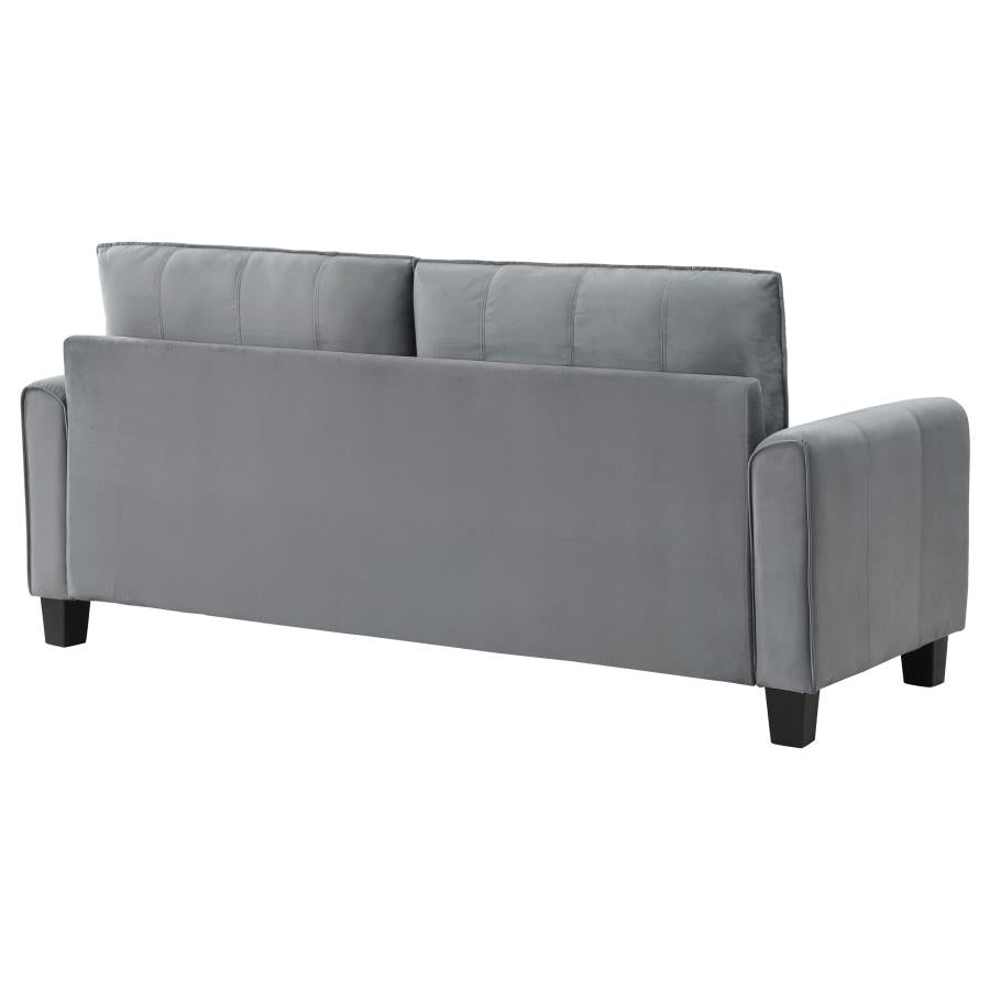 DAVIS 2-PIECE UPHOLSTERED ROLLED ARM SOFA CHAIR SET GREY - Closeout Deal