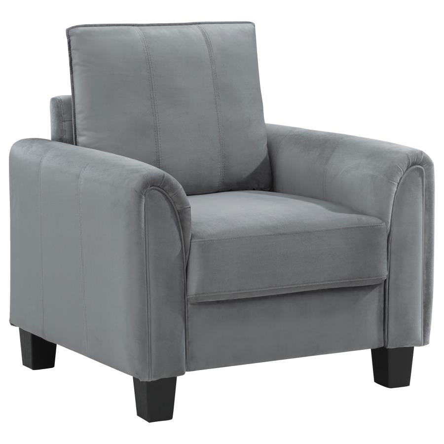 DAVIS 2-PIECE UPHOLSTERED ROLLED ARM SOFA CHAIR SET GREY - Closeout Deal