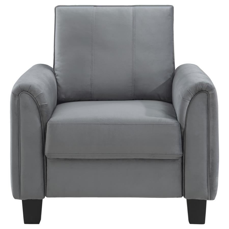 DAVIS 2-PIECE UPHOLSTERED ROLLED ARM SOFA CHAIR SET GREY - Closeout Deal