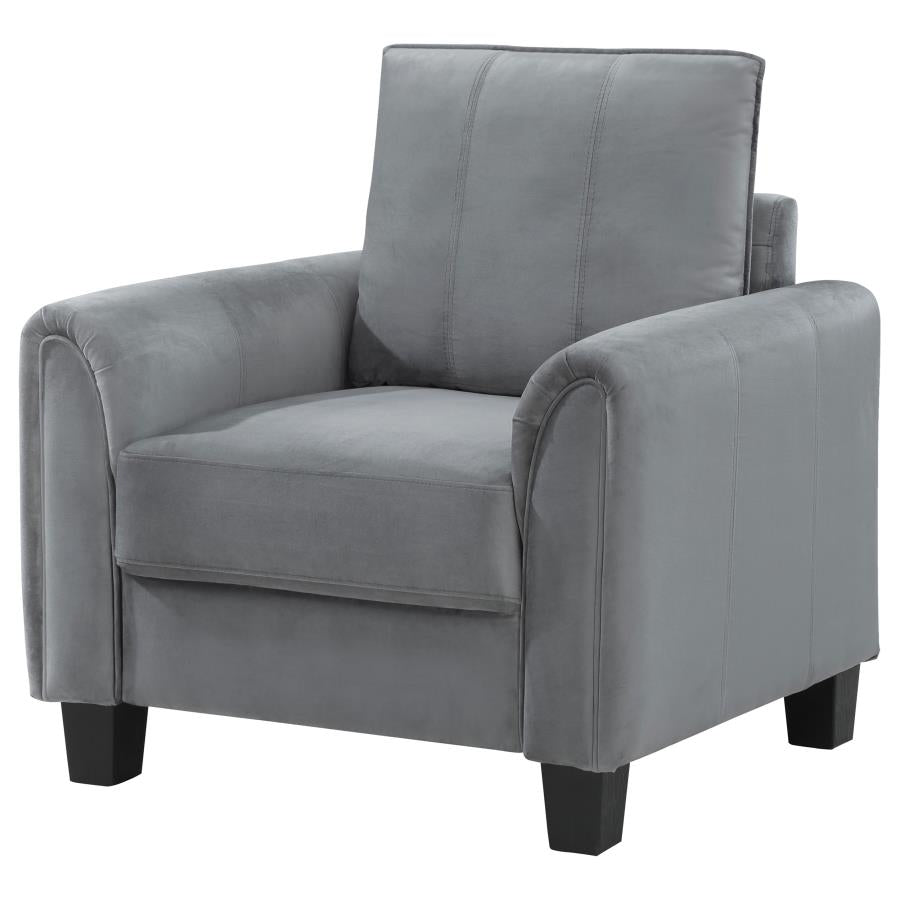 DAVIS 2-PIECE UPHOLSTERED ROLLED ARM SOFA CHAIR SET GREY - Closeout Deal