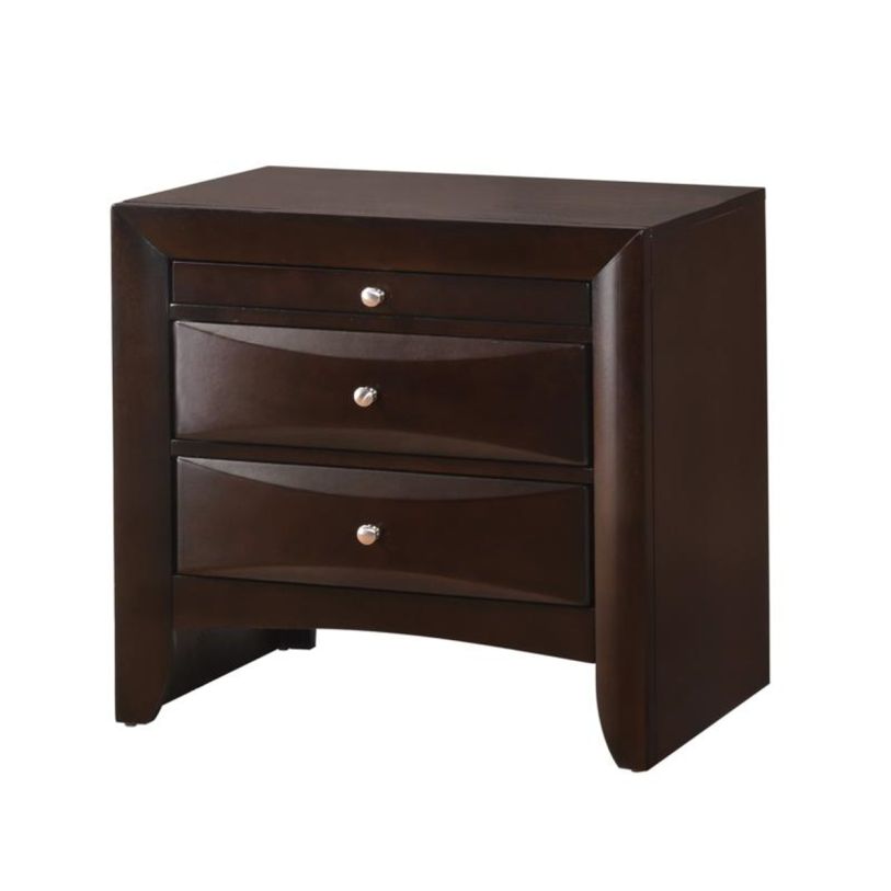 Emily 3-Drawer Nightstand - Rich Cherry Brown