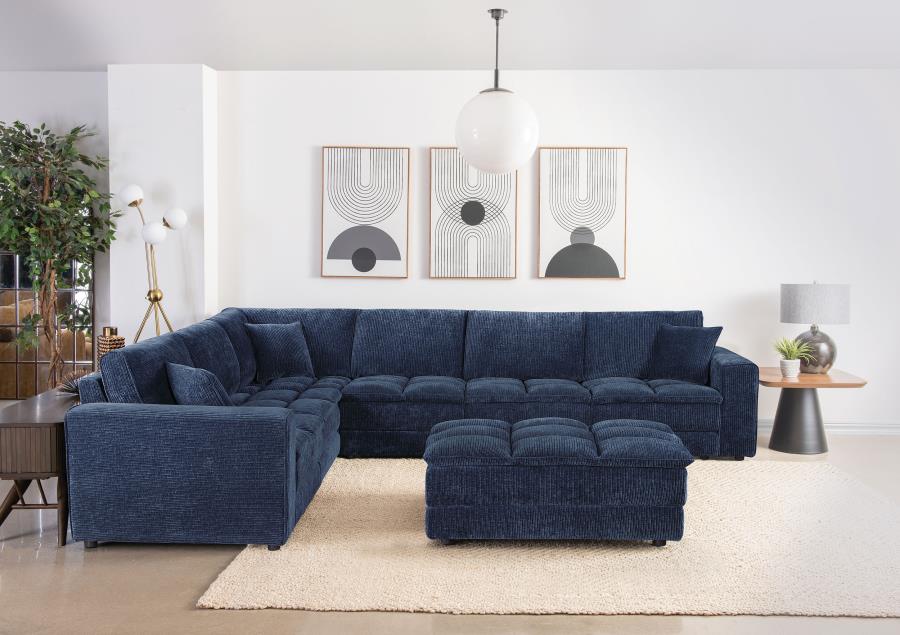 ATLANTIC 7-PIECE UPHOLSTERED MODULAR SECTIONAL SOFA BLUE - Closeout Deal