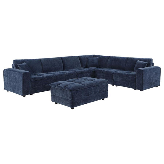 ATLANTIC 7-PIECE UPHOLSTERED MODULAR SECTIONAL SOFA BLUE - Closeout Deal