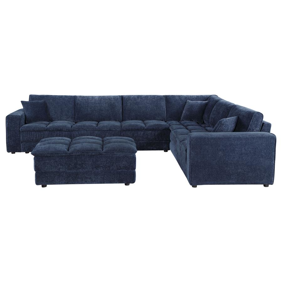 ATLANTIC 7-PIECE UPHOLSTERED MODULAR SECTIONAL SOFA BLUE - Closeout Deal