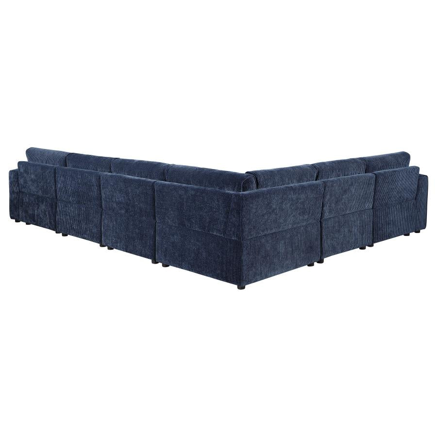 ATLANTIC 7-PIECE UPHOLSTERED MODULAR SECTIONAL SOFA BLUE - Closeout Deal