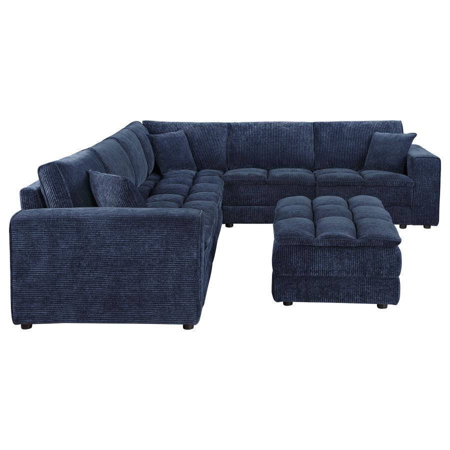 ATLANTIC 7-PIECE UPHOLSTERED MODULAR SECTIONAL SOFA BLUE - Closeout Deal