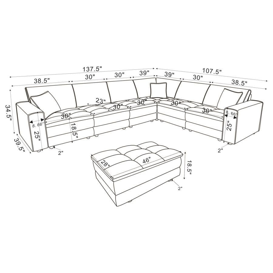 ATLANTIC 7-PIECE UPHOLSTERED MODULAR SECTIONAL SOFA BLUE - Closeout Deal
