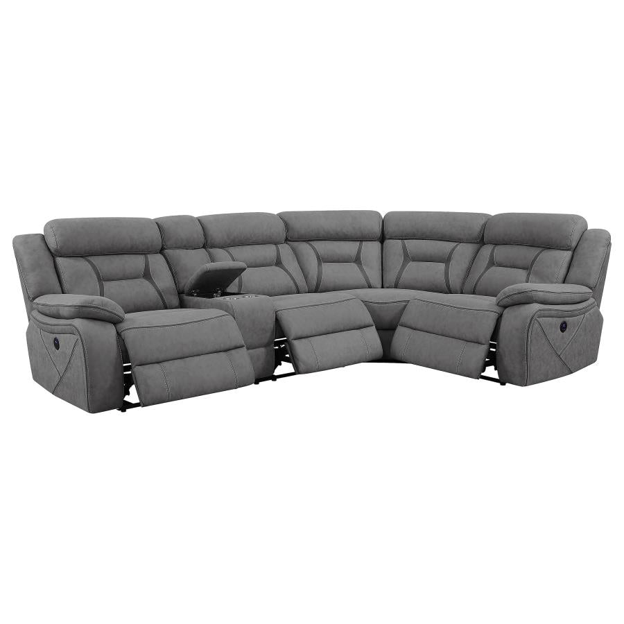 HIGGINS UPHOLSTERED POWER RECLINING SECTIONAL SOFA GREY - Closeout Deal