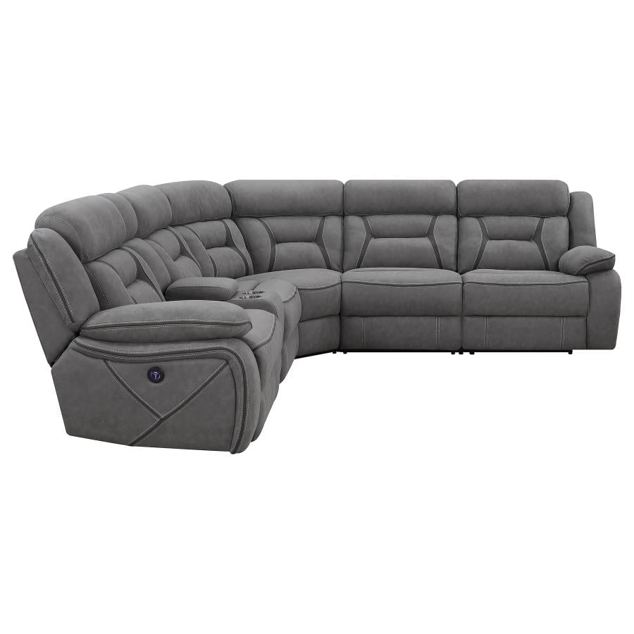 HIGGINS UPHOLSTERED POWER RECLINING SECTIONAL SOFA GREY - Closeout Deal