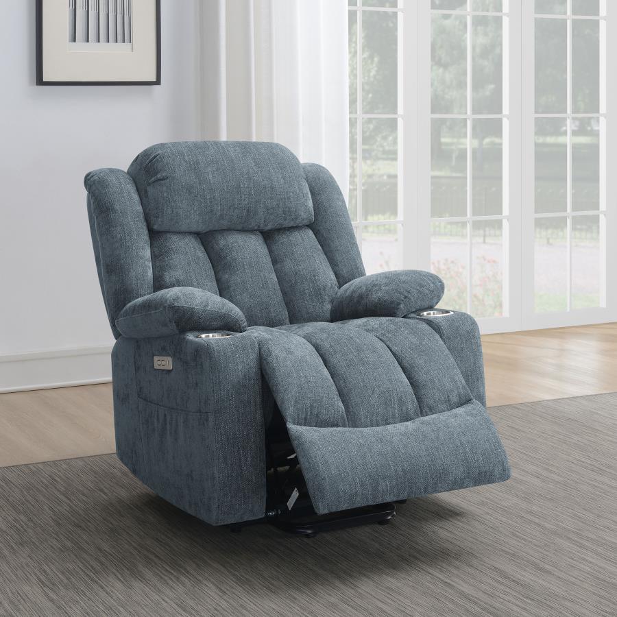 Houston Slate Blue Upholstered Power Lift Recliner