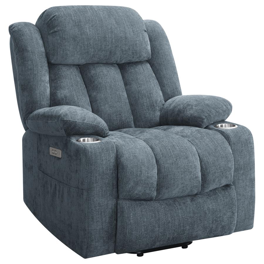 Houston Slate Blue Upholstered Power Lift Recliner