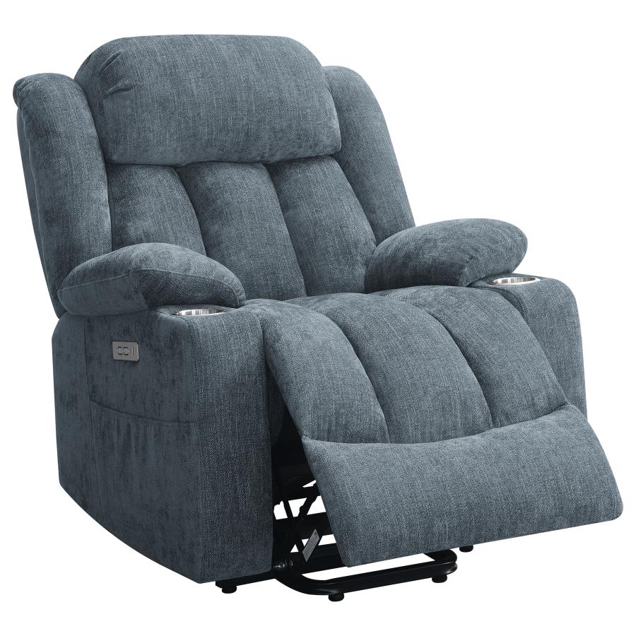 Houston Slate Blue Upholstered Power Lift Recliner