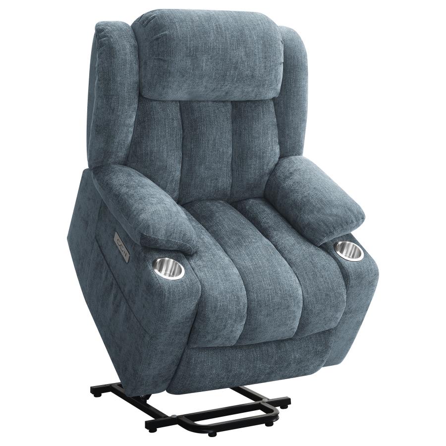 Houston Slate Blue Upholstered Power Lift Recliner