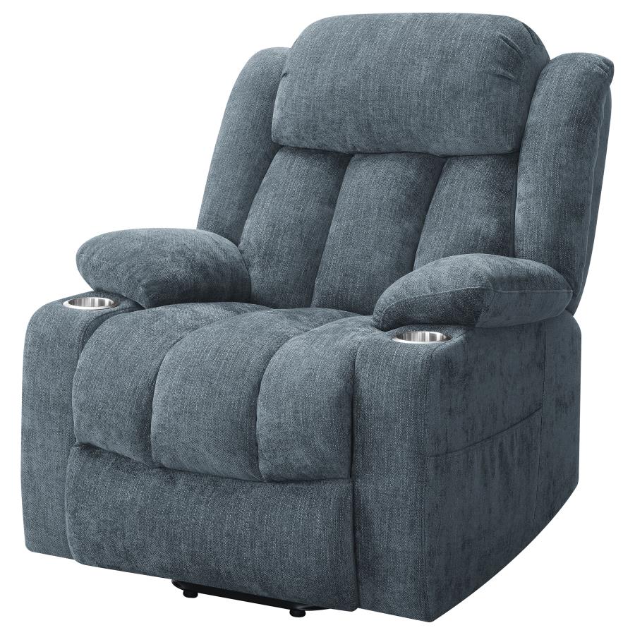 Houston Slate Blue Upholstered Power Lift Recliner