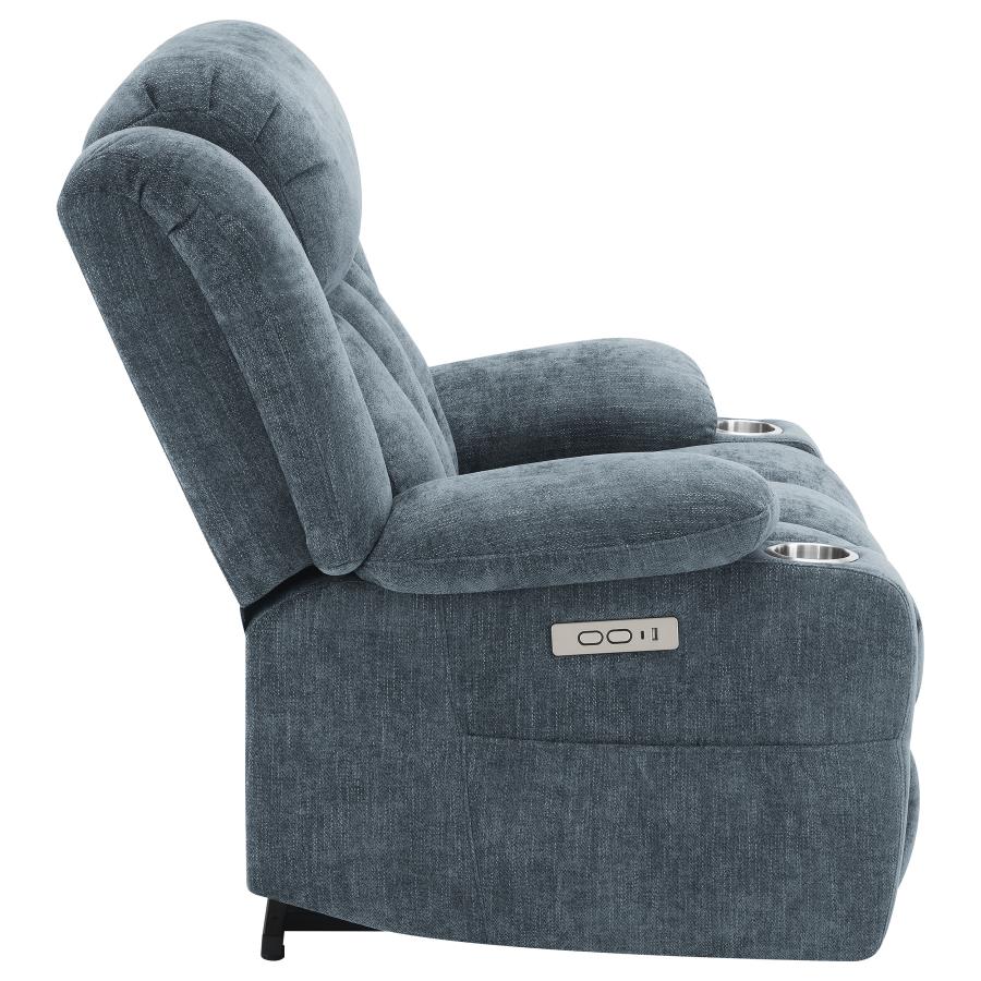 Houston Slate Blue Upholstered Power Lift Recliner