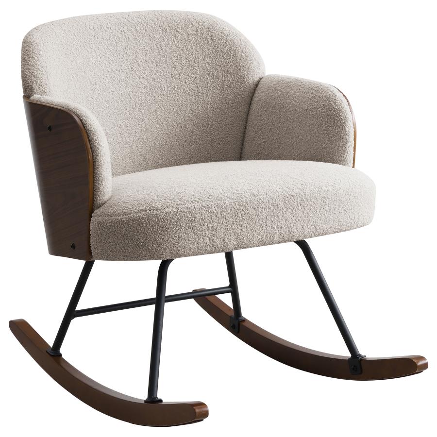 PAIGE BOUCLE UPHOLSTERED MID BACK ROCKING CHAIR BEIGE - Closeout Deal