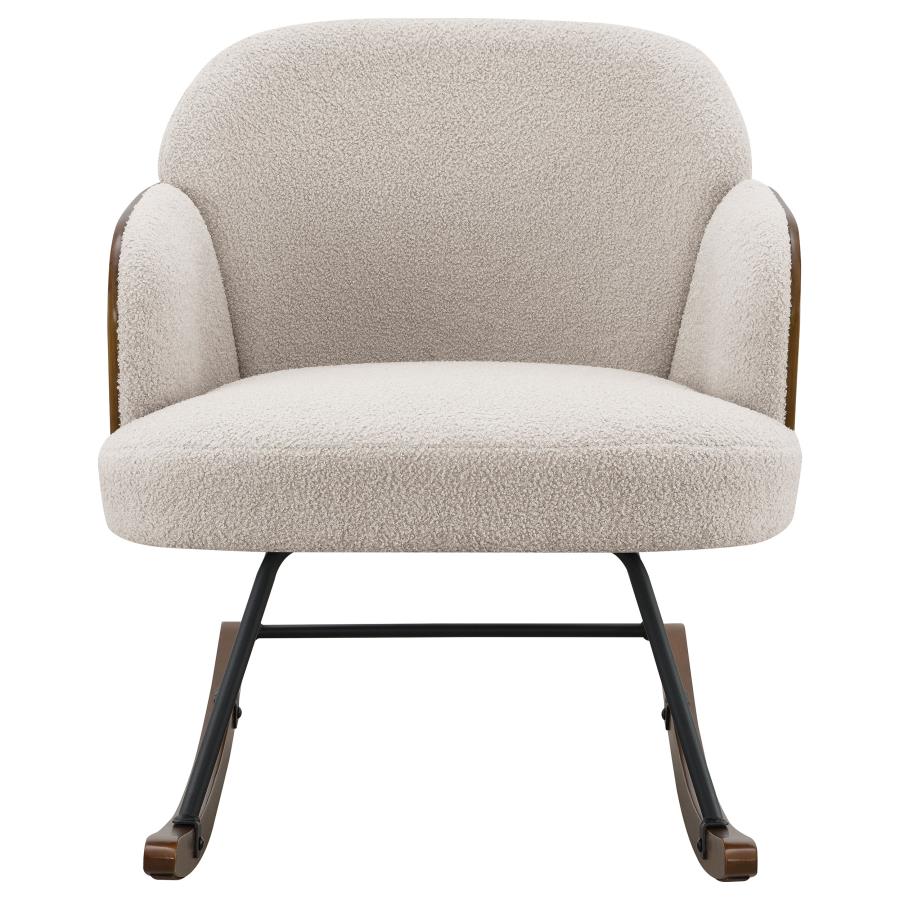 PAIGE BOUCLE UPHOLSTERED MID BACK ROCKING CHAIR BEIGE - Closeout Deal