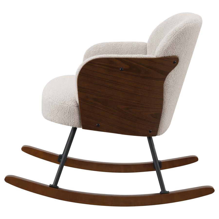 PAIGE BOUCLE UPHOLSTERED MID BACK ROCKING CHAIR BEIGE - Closeout Deal