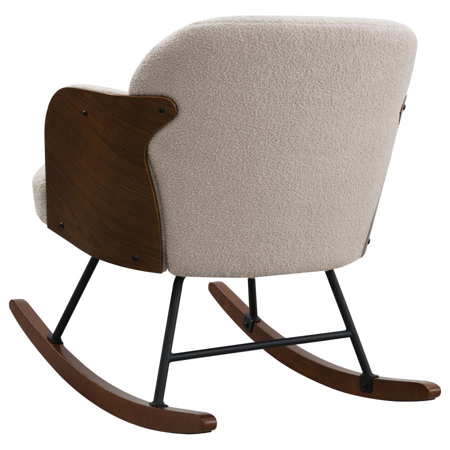 PAIGE BOUCLE UPHOLSTERED MID BACK ROCKING CHAIR BEIGE - Closeout Deal