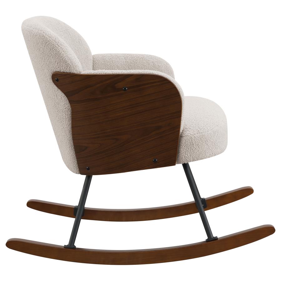 PAIGE BOUCLE UPHOLSTERED MID BACK ROCKING CHAIR BEIGE - Closeout Deal