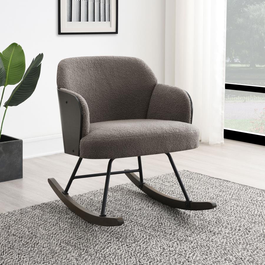 PAIGE BOUCLE UPHOLSTERED MID BACK ROCKING CHAIR TAUPE - Closeout Deal