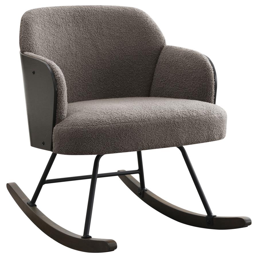 PAIGE BOUCLE UPHOLSTERED MID BACK ROCKING CHAIR TAUPE - Closeout Deal