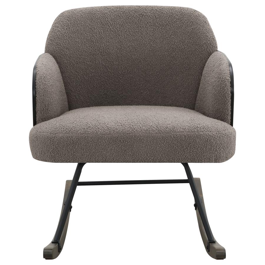 PAIGE BOUCLE UPHOLSTERED MID BACK ROCKING CHAIR TAUPE - Closeout Deal